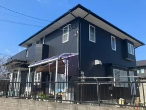 筑紫野市 チャコールの３分艶で高級感のある仕上がりの外壁屋根塗装